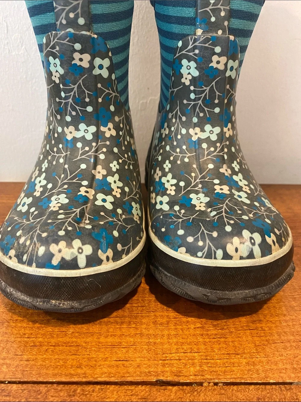 Bogs Kids Teal & Navy Floral Waterproof Boots